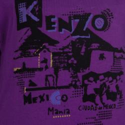Kenzo Kids Purple Flock Printed Long Sleeve T Shirt 2 Yrs