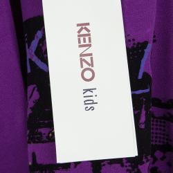 Kenzo Kids Purple Flock Printed Long Sleeve T Shirt 2 Yrs
