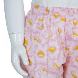 Pre Owned Kenzo Kids Pink Floral Print Cotton Pants 3 Yrs