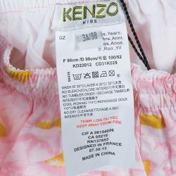 Pre Owned Kenzo Kids Pink Floral Print Cotton Pants 3 Yrs
