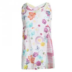 Pre Owned Kenzo Kids Multicolor Floral Printed Sleeveless Romantic Top 12 Yrs
