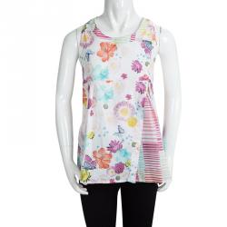 Pre Owned Kenzo Kids Multicolor Floral Printed Sleeveless Romantic Top 12 Yrs