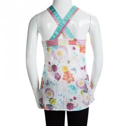 Pre Owned Kenzo Kids Multicolor Floral Printed Sleeveless Romantic Top 12 Yrs