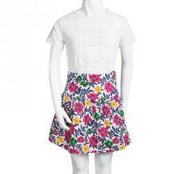 Pre Owned Kenzo Kids Multicolor Floral Printed Cotton Skirt 8 Yrs