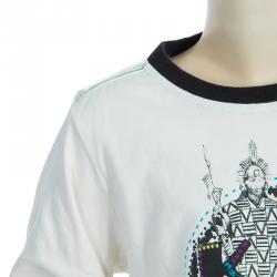 Pre Owned Kenzo Kids Off-White Embroidered Print Detail Long Sleeve Crew Neck T Shirt 8 Yrs