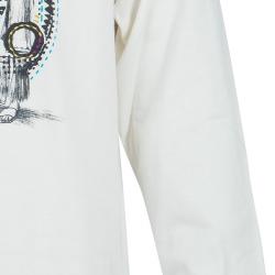 Pre Owned Kenzo Kids Off-White Embroidered Print Detail Long Sleeve Crew Neck T Shirt 8 Yrs