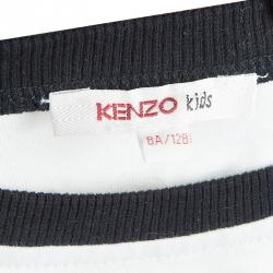 Pre Owned Kenzo Kids Off-White Embroidered Print Detail Long Sleeve Crew Neck T Shirt 8 Yrs