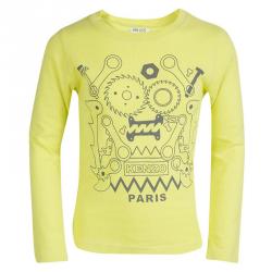 Pre Owned Kenzo Kids Yellow Printed Long Sleeve Crew Neck T-Shirt 6YRS