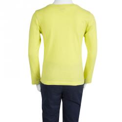 Pre Owned Kenzo Kids Yellow Printed Long Sleeve Crew Neck T-Shirt 6YRS