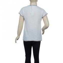 Pre Owned Kenzo Kids White Embroidered Short Sleeve T Shirt 6 Yrs