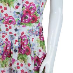 Pre Owned فستان كينزو كيدز بأزرار أمامية وأكمام قصيرة بطباعة ورود 8 سنوات