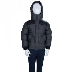 Pre Owned جاكيت ليتل مارك جاكوبس منفوخ جلد رصاصي ونمط مبطن 6 سنوات