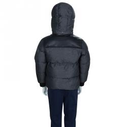 Pre Owned جاكيت ليتل مارك جاكوبس منفوخ جلد رصاصي ونمط مبطن 6 سنوات