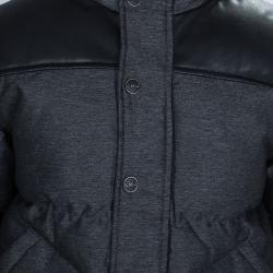 Pre Owned جاكيت ليتل مارك جاكوبس منفوخ جلد رصاصي ونمط مبطن 6 سنوات