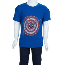 Pre Owned Little Marc Jacobs Blue Printed Crew Neck T-Shirt 6 Yrs