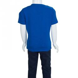 Pre Owned Little Marc Jacobs Blue Printed Crew Neck T-Shirt 6 Yrs