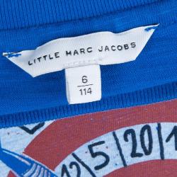 Pre Owned Little Marc Jacobs Blue Printed Crew Neck T-Shirt 6 Yrs