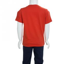 Pre Owned تيشيرت ليتل مارك جاكوبس أحمر برقبة مستديرة وطباعة رائد فضاء 6 سنوات