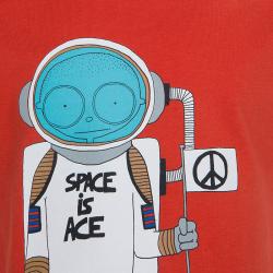 Pre Owned تيشيرت ليتل مارك جاكوبس أحمر برقبة مستديرة وطباعة رائد فضاء 6 سنوات