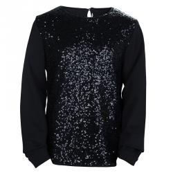 Pre Owned Little Marc Jacobs Black Sequin Embellished Long Sleeve Top 12 Yrs