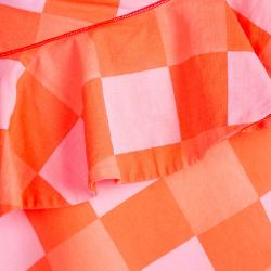 Little Marc Jacobs Neon Orange Checkered One Shoulder Dress 10 Yrs