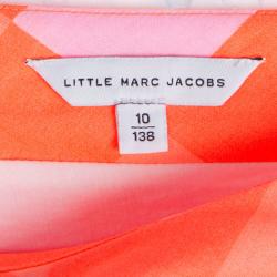 Little Marc Jacobs Neon Orange Checkered One Shoulder Dress 10 Yrs