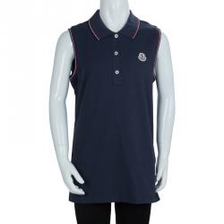 Moncler Navy Blue Sleeveless Polo T-Shirt 14 Yrs