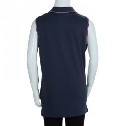Moncler Navy Blue Sleeveless Polo T-Shirt 14 Yrs