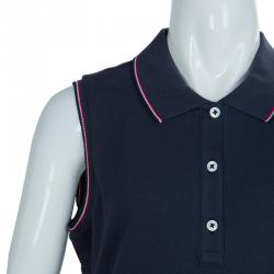 Moncler Navy Blue Sleeveless Polo T-Shirt 14 Yrs