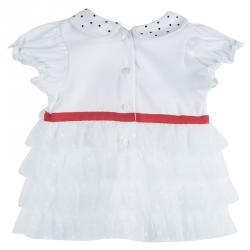 Monnalisa White Cherry Printed Tiered Dress 6 Months