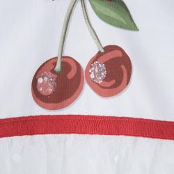 Monnalisa White Cherry Printed Tiered Dress 6 Months