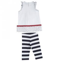 Monnalisa Bebe White Printed Jersey Tunic and Leggings Set 6 Months