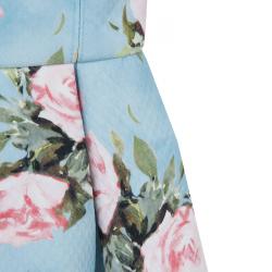 Monnalisa Blue Floral Print Short Sleeve Dress 5 years