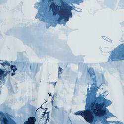 Pre Owned Monnalisa Blue Floral Printed Sleeveless Tiered Dress 8 Yrs