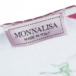 Monnalisa White Cherry Print Jersey Sleeveless Tiered Dress 5 Yrs