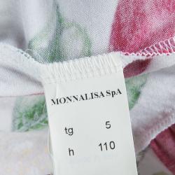 Monnalisa White Cherry Print Jersey Sleeveless Tiered Dress 5 Yrs