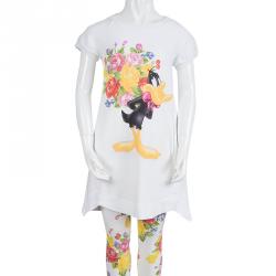Monnalisa Floral Printed Knit Tunic And Leggings Set 8 Years 