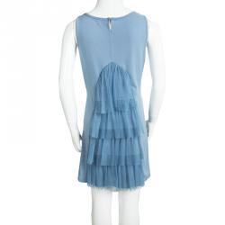 Monnalisa Pastel Blue Ruffle Back Detail Sleeveless Dress 10 Yrs
