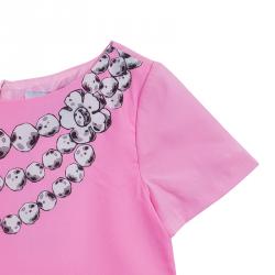 Moschino Kids Pink Necklace Print Short Sleeve Dress 4 Yrs