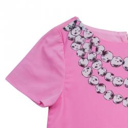 Moschino Kids Pink Necklace Print Short Sleeve Dress 4 Yrs