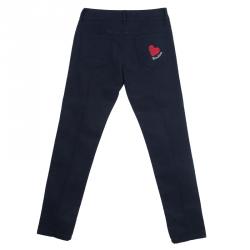 Pre Owned Moschino Teen Navy Pintuck Detail Pants 11 Yrs