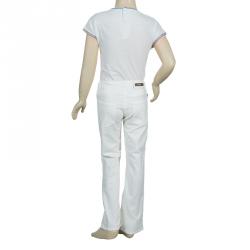 Pre Owned Moschino Bambino White Heart Applique Denim Jeans 6 Yrs