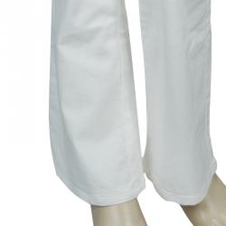 Pre Owned Moschino Bambino White Heart Applique Denim Jeans 6 Yrs