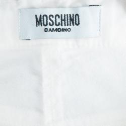 Pre Owned Moschino Bambino White Heart Applique Denim Jeans 6 Yrs