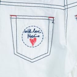 Pre Owned Moschino Junior White Contrast Topstitch Detail Denim Jeans 6/7 Yrs