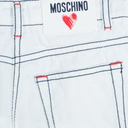Pre Owned Moschino Junior White Contrast Topstitch Detail Denim Jeans 6/7 Yrs