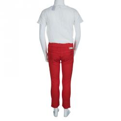 Pre Owned Moschino Kids Red Cotton Trousers 6 Yrs
