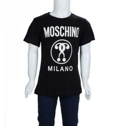 Pre Owned Moschino Kid Black Printed Crew Neck T-Shirt 8 Yrs