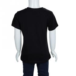 Pre Owned Moschino Kid Black Printed Crew Neck T-Shirt 8 Yrs