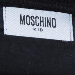 Pre Owned Moschino Kid Black Printed Crew Neck T-Shirt 8 Yrs